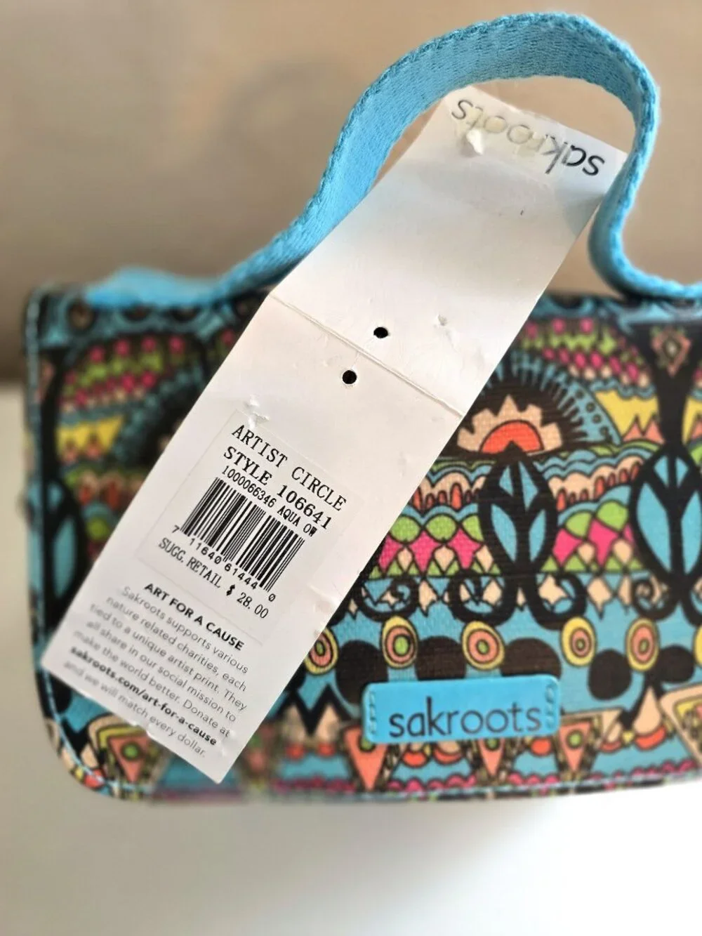 NWT Sakroots Artist Circle Insulated Lunch Tote Bag - One World Print/Aqua OW